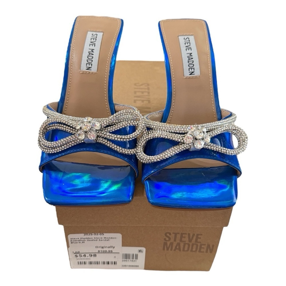 Steve Madden Embellished Heeled Sandals – Blue – Size 6M - Picture 6 of 6